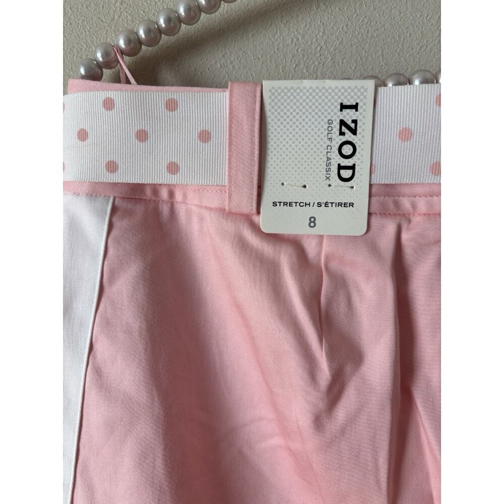 NWT Izod Golf Womens Size 8 Pink Golf Skirt Skort Polka Dot Belt - Picture 5 of 8